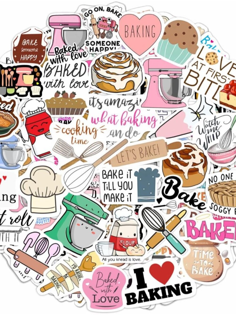 100Pcs Baking Stickers Funny, Bakery Stickers for Water Bottles - Baking Laptop